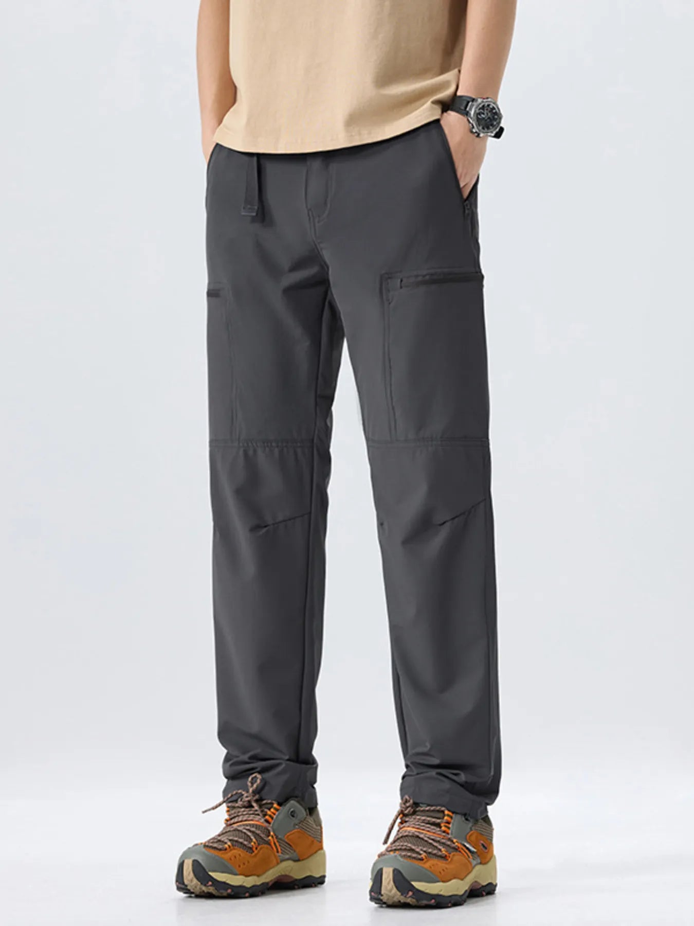 Multi-Pocket Cargo Utility Pants Plus Size in Black for Men