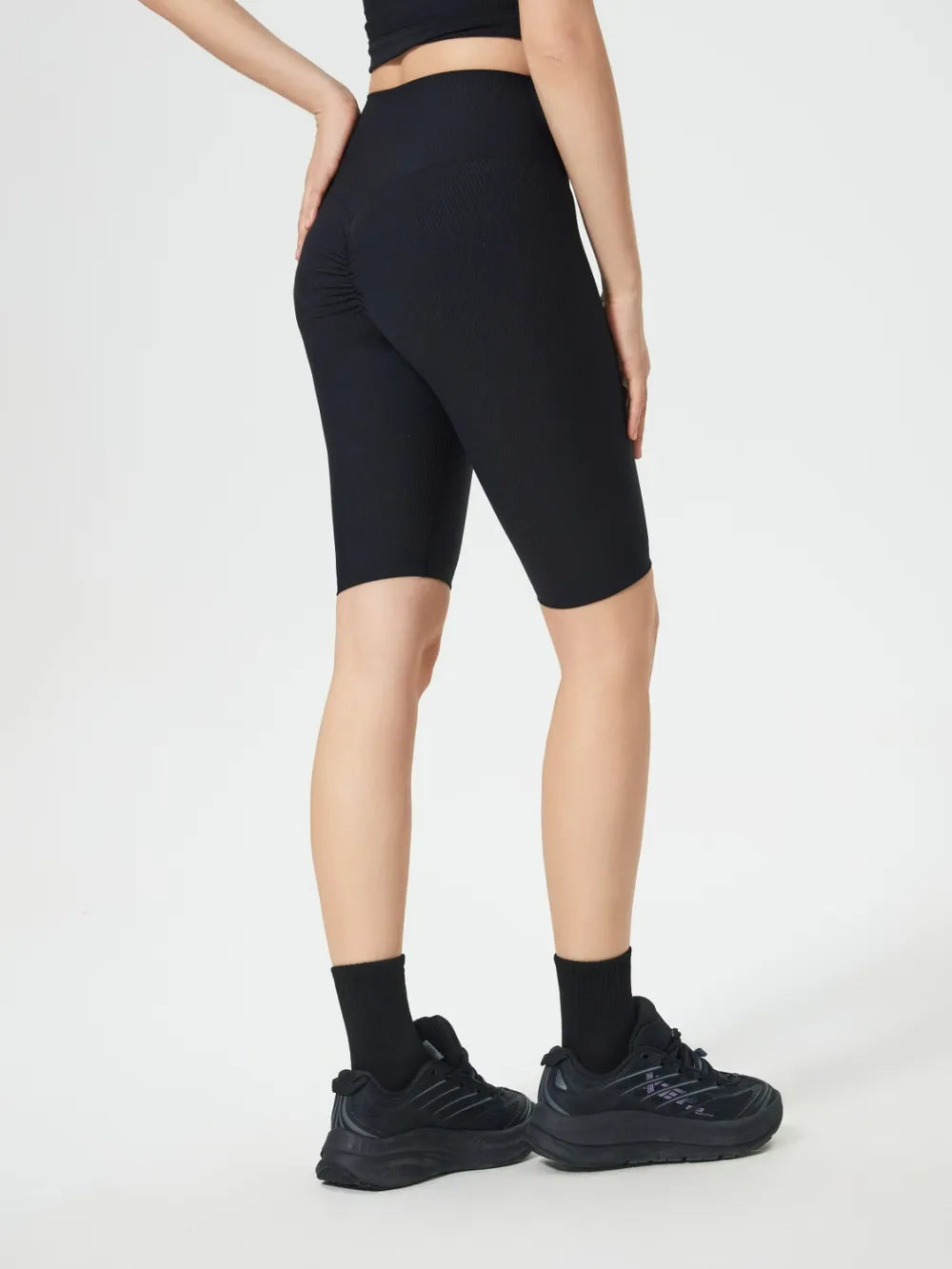 High Waist Active Shorts in Gray in Black for Women