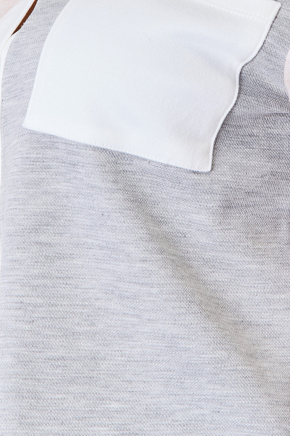 Color Block Curved Hem Shirt in Light Gray for Women