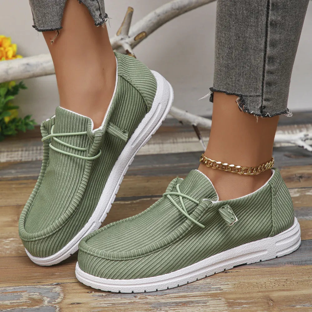 Round Toe Canvas Sneakers in Black for Women