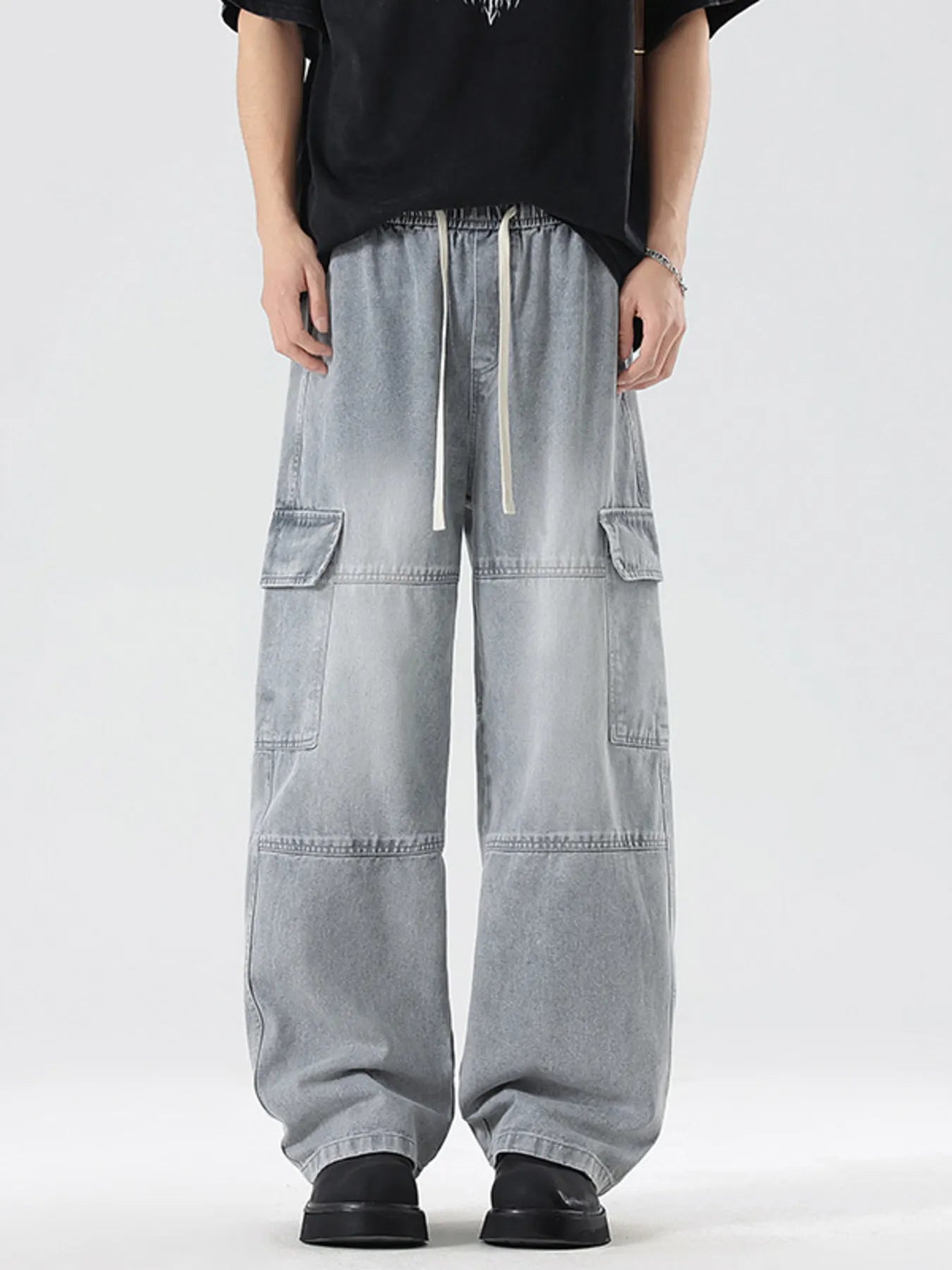 Vintage Wash Wide Leg Jeans Plus Size in Medium in Light Blue for Men