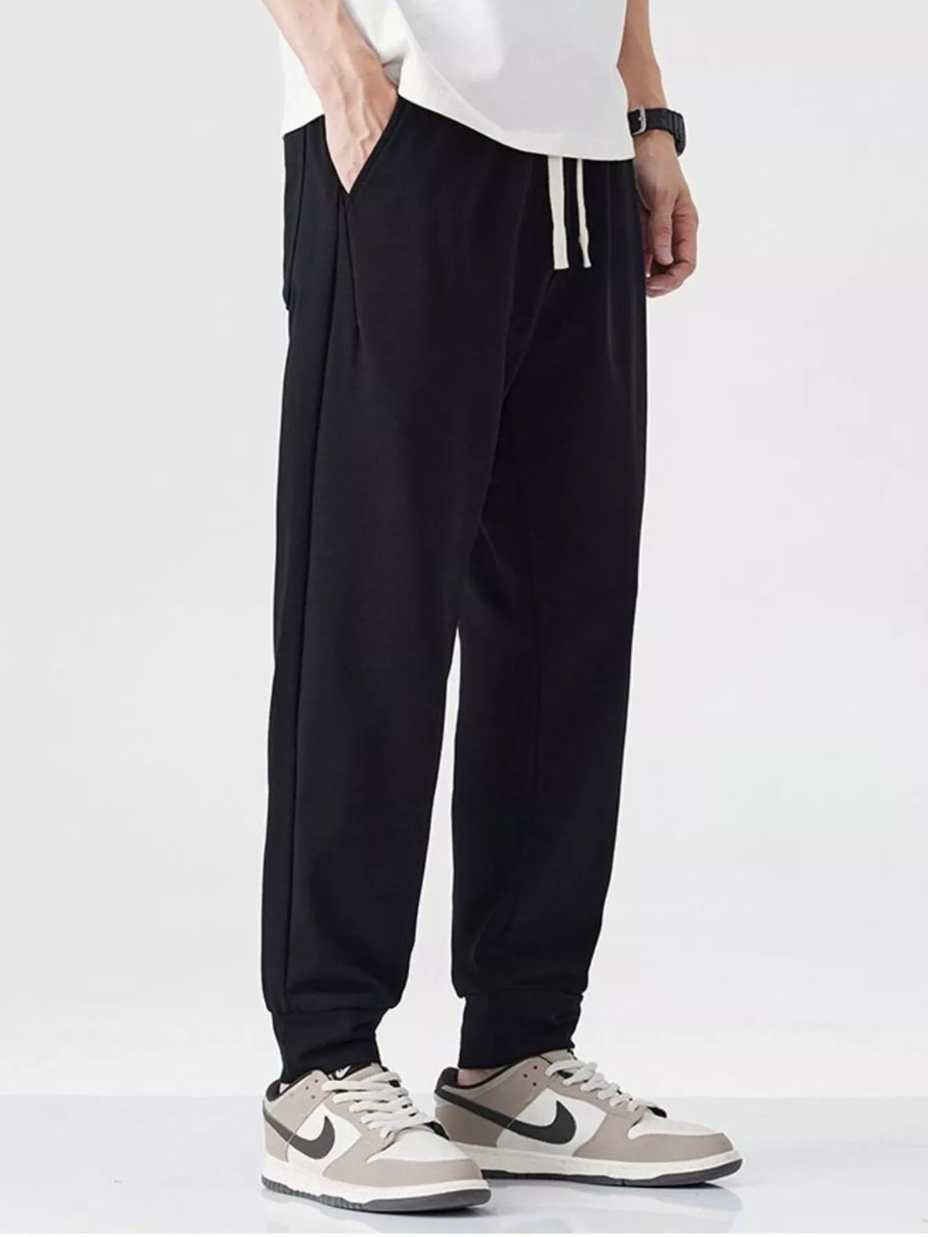 Casual Drawstring Joggers in Dark Gray for Men