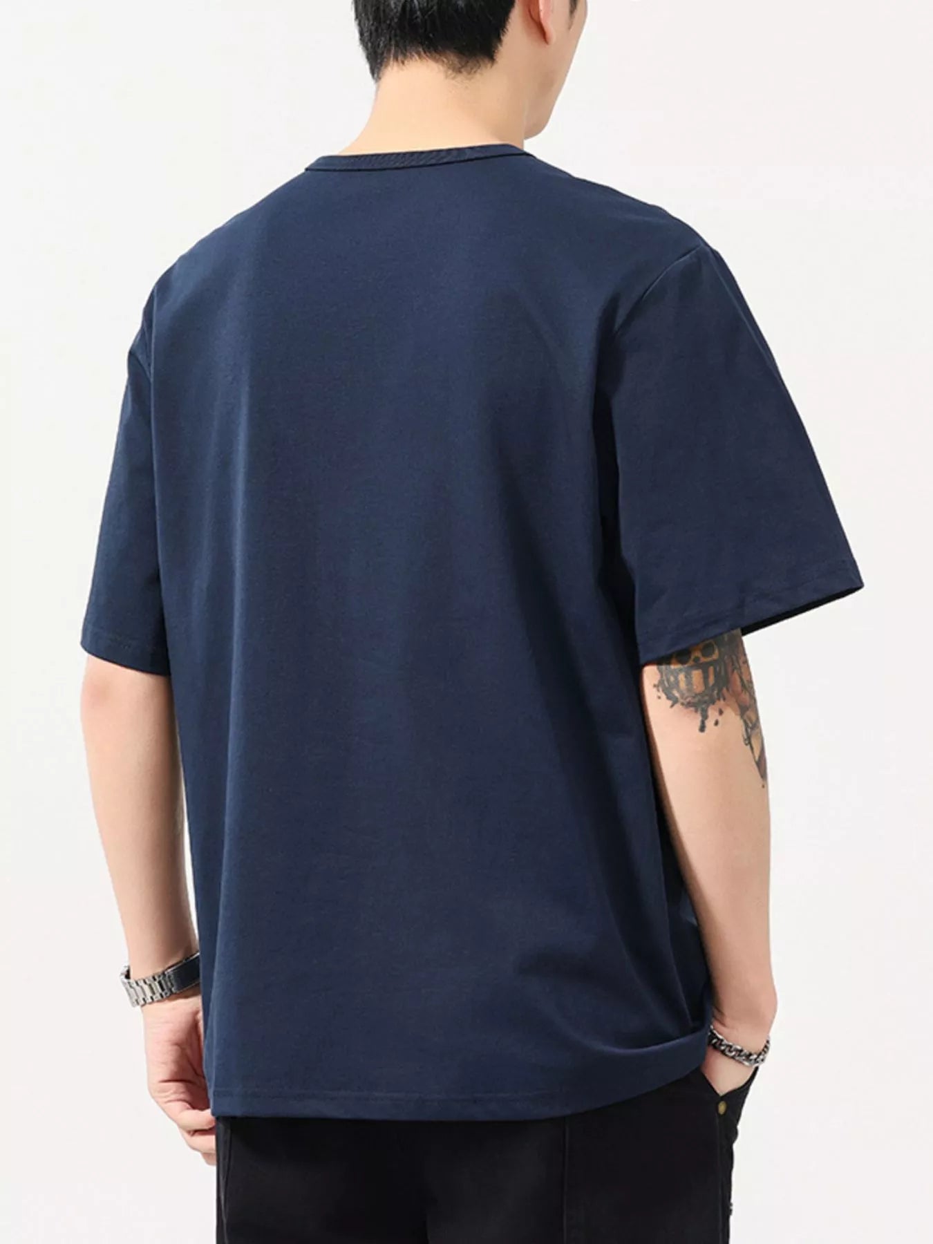 Plus Size Button Detail Short Sleeve T-Shirt in Dark Gray for Men