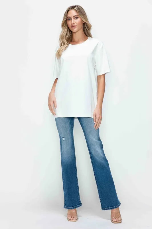 Plus Size Distressed High Rise Jeans with Pockets in Medium for Women