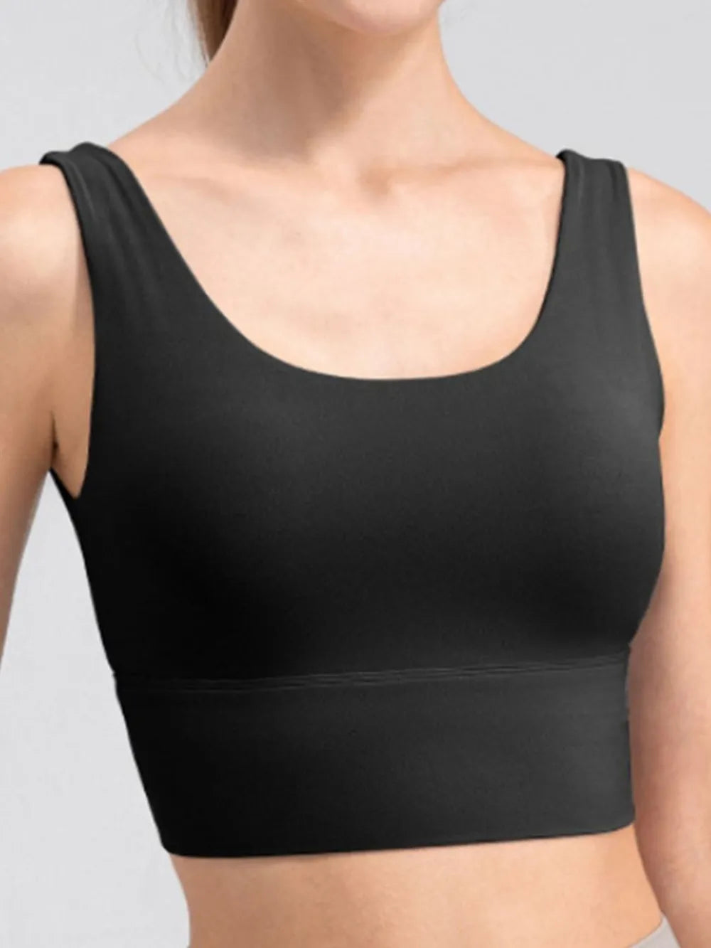 Scoop Neck Wide Strap Active Tank in White for Women