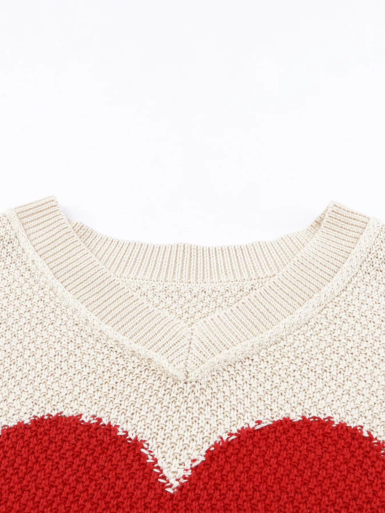 V-Neck Dropped Sleeve Heart Print Valentines Sweater for Women