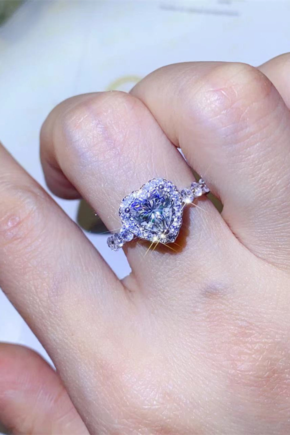 1 Carat Moissanite Heart Ring in White for Women