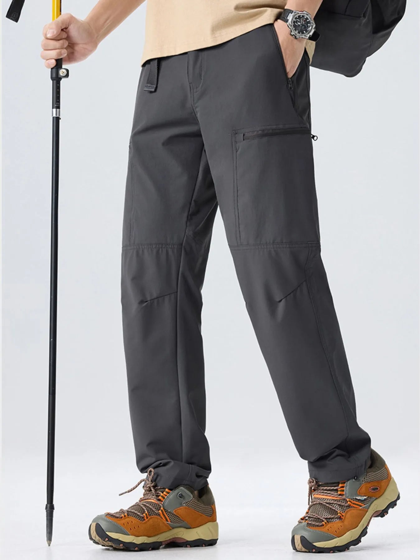 Multi-Pocket Cargo Utility Pants Plus Size in Black for Men