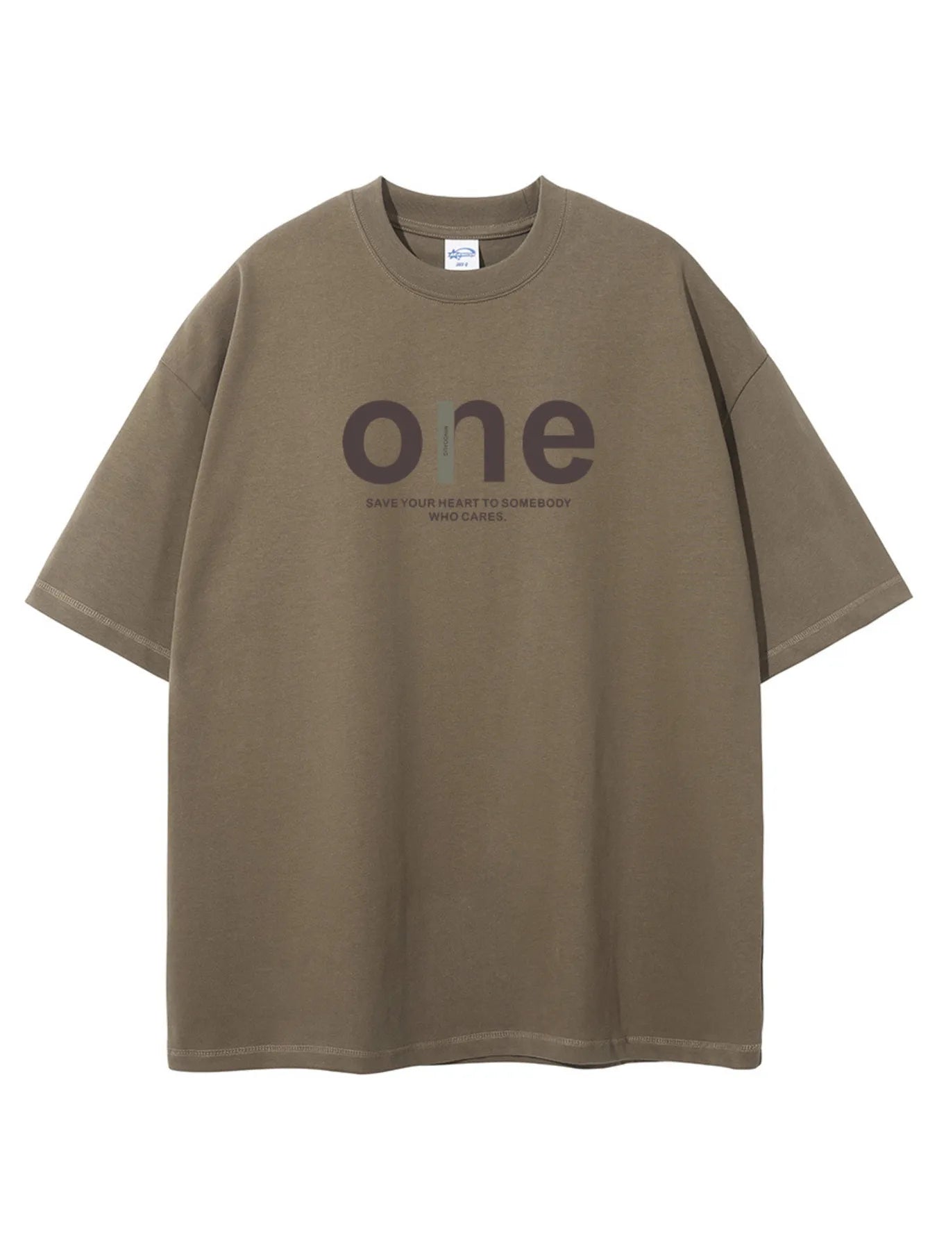 Casual Letter Graphic Short Sleeve T-Shirt Plus Size in Brown for Men