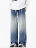 Gradient Wash Wide Leg Jeans Plus Size in Blue for Men