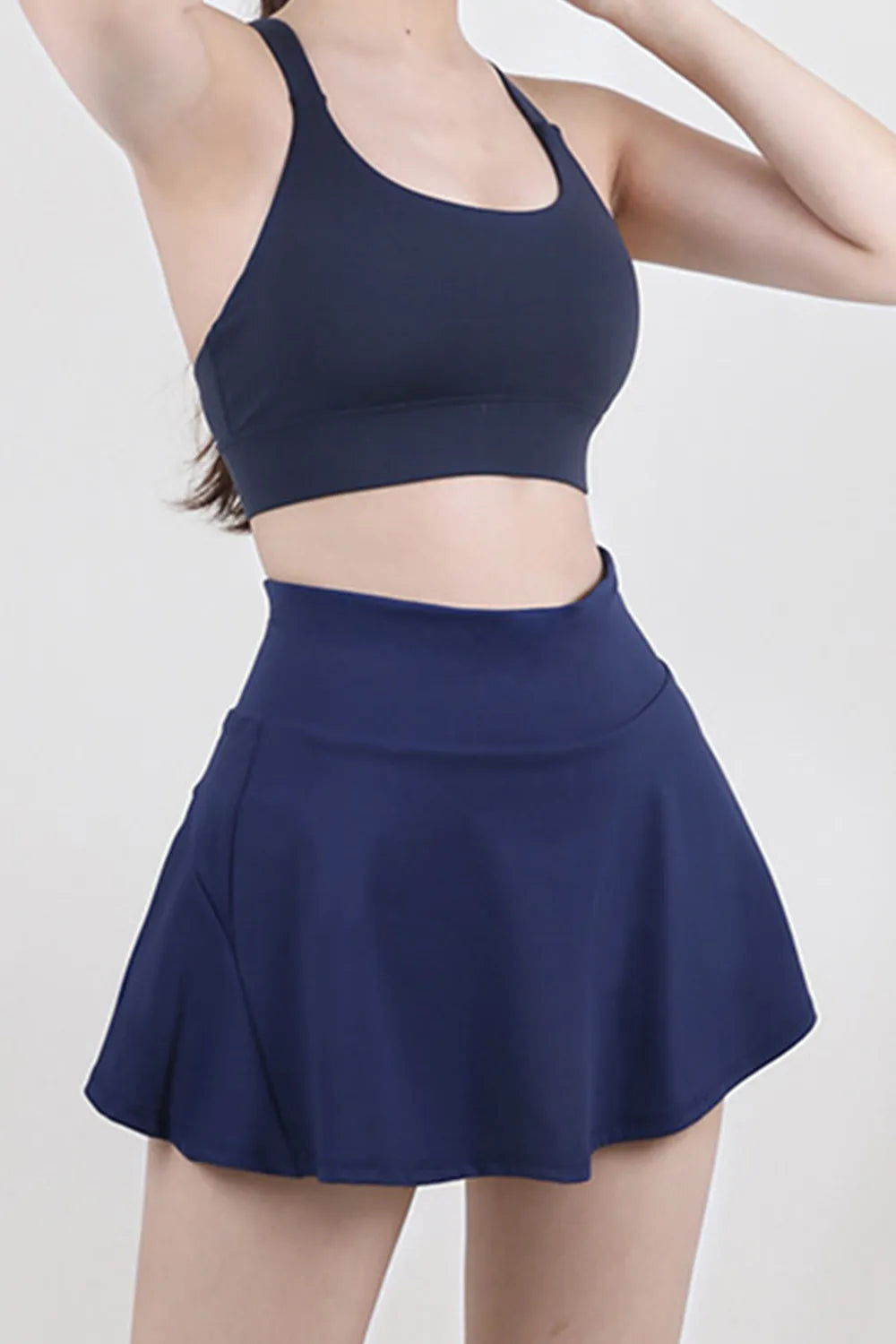 High Waist Pleated Active Skirt in Dark Blue for Women