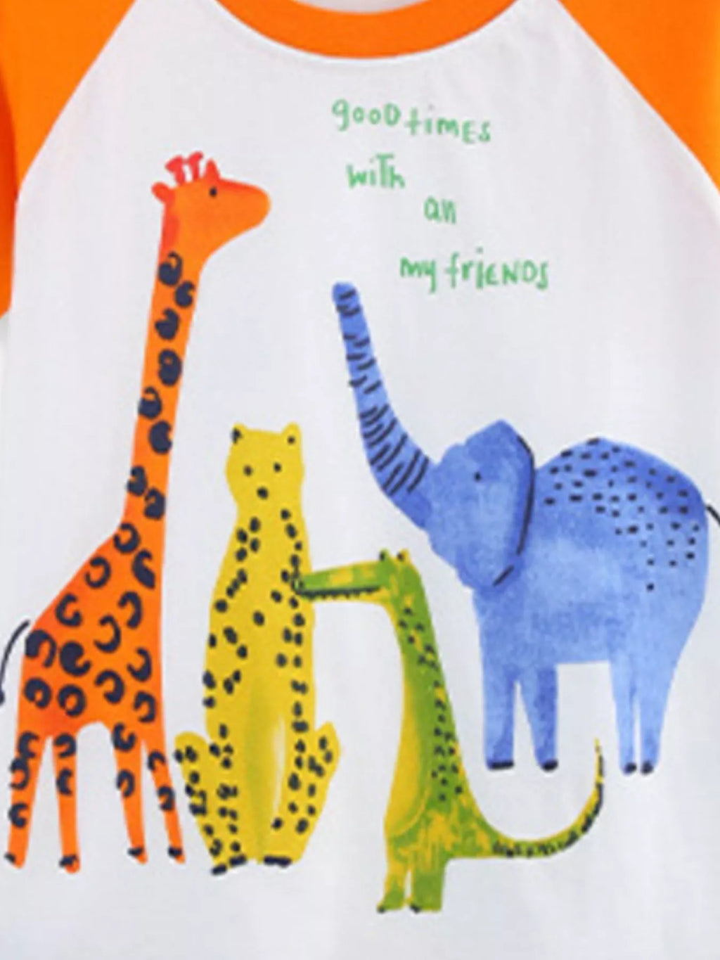 Animal Print Tee & Plaid Shorts Set in Orange for Boys