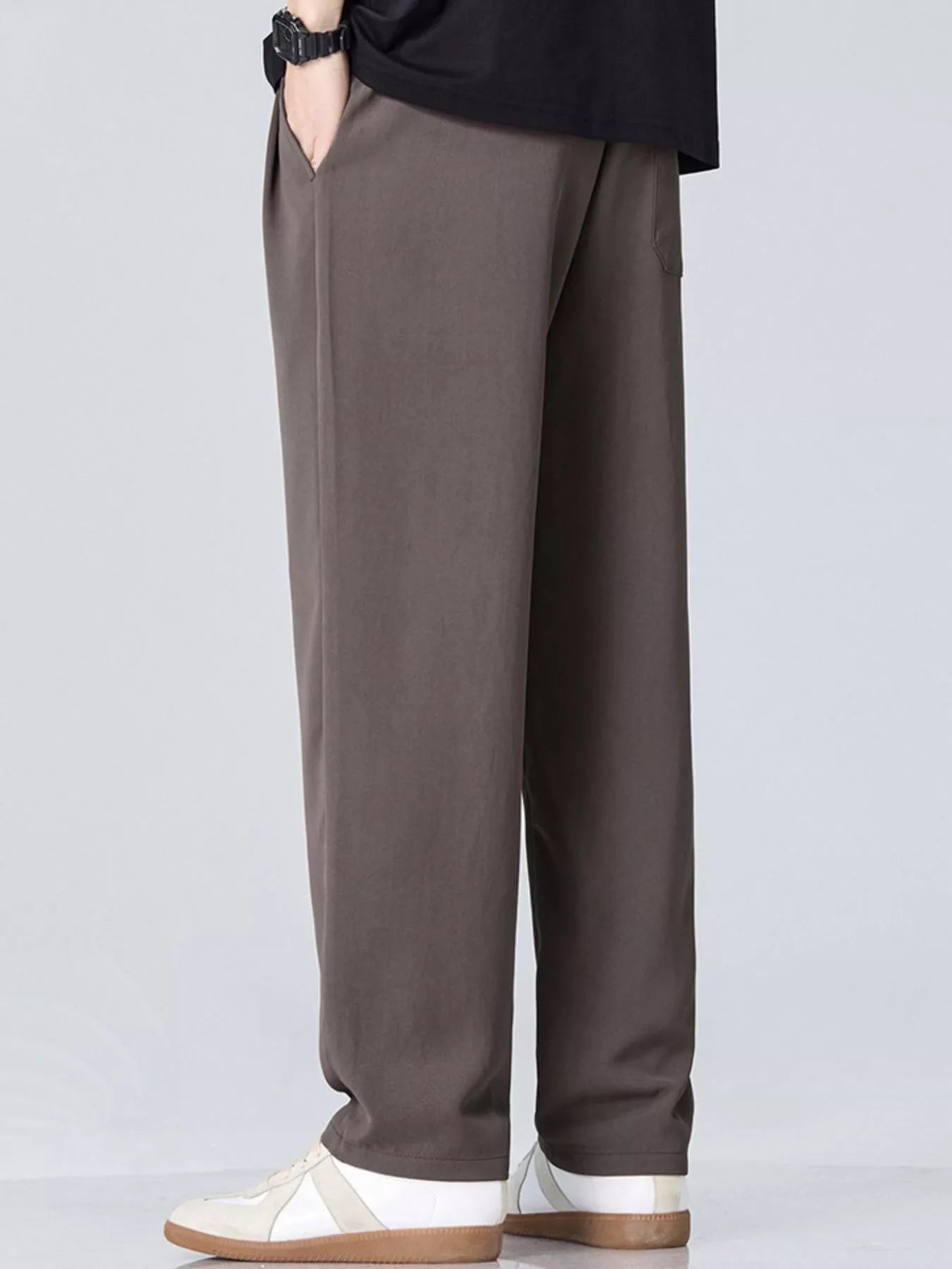 Wide Leg Pants in Dark Gray in Tan for Men