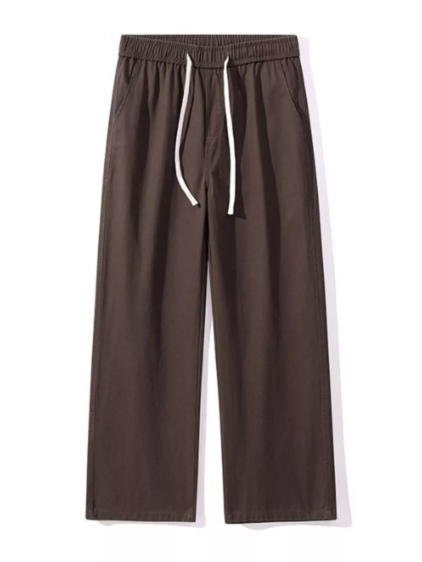 Relaxed Fit Drawstring Pants Plus Size in Black in Khaki for Men