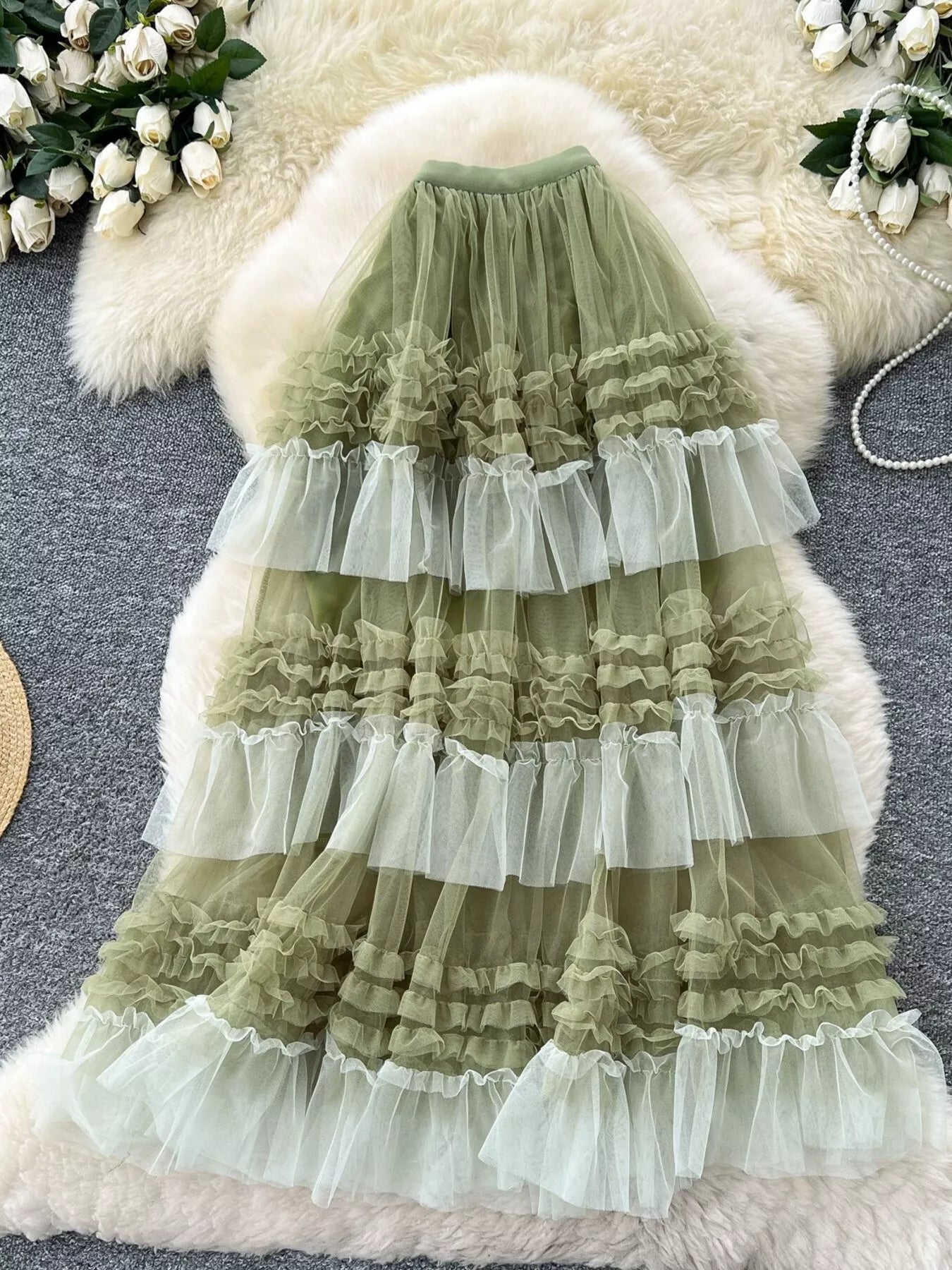 Ruffle Tulle Skirt for Women