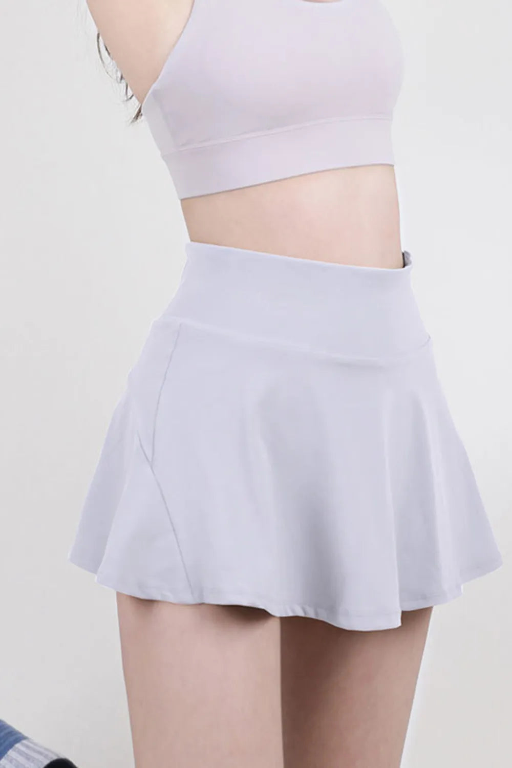 High Waist Pleated Active Skirt in Dark Gray for Women