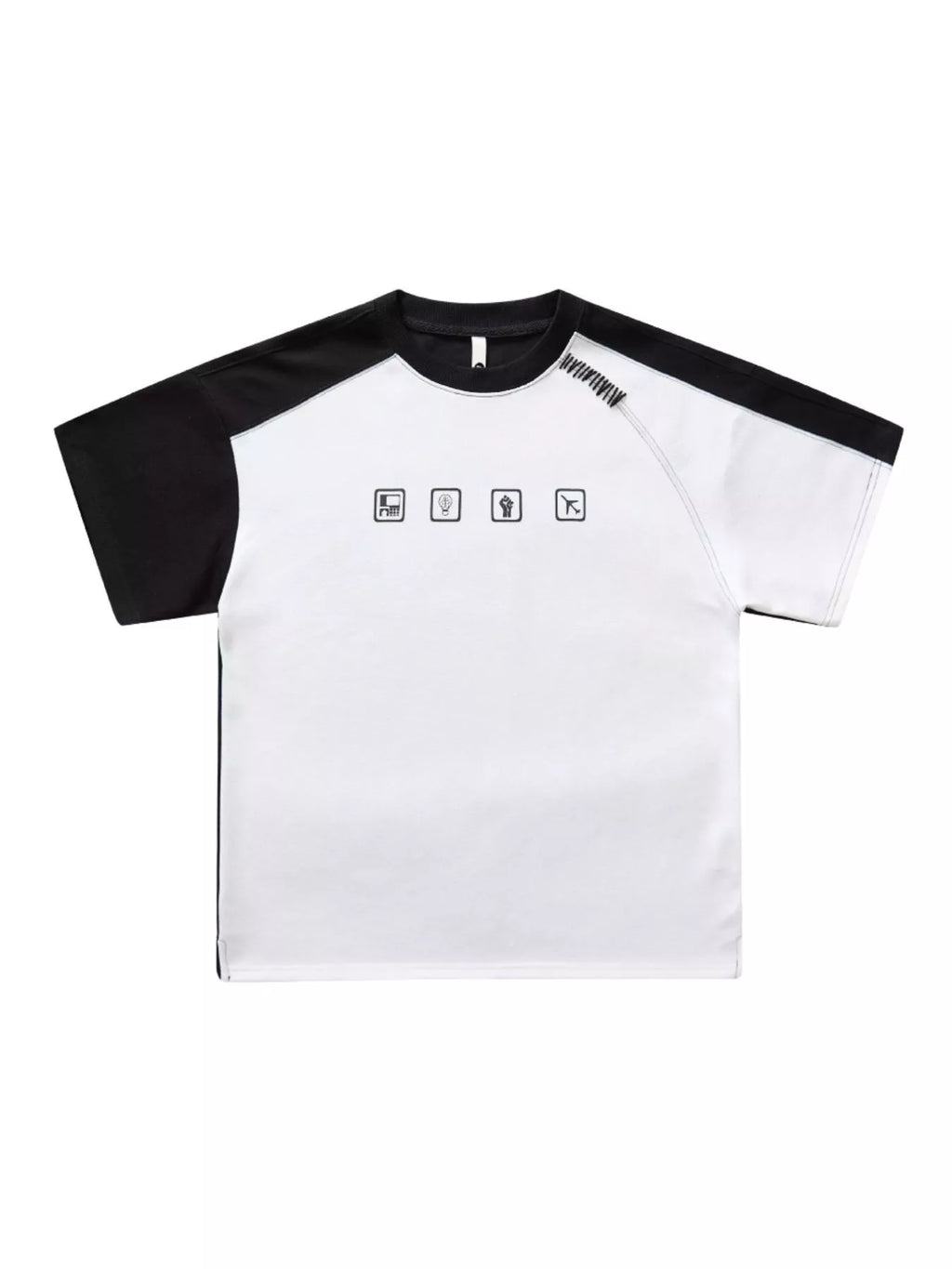 Contrast Sleeve Casual T-Shirt Plus Size in Ivory for Men