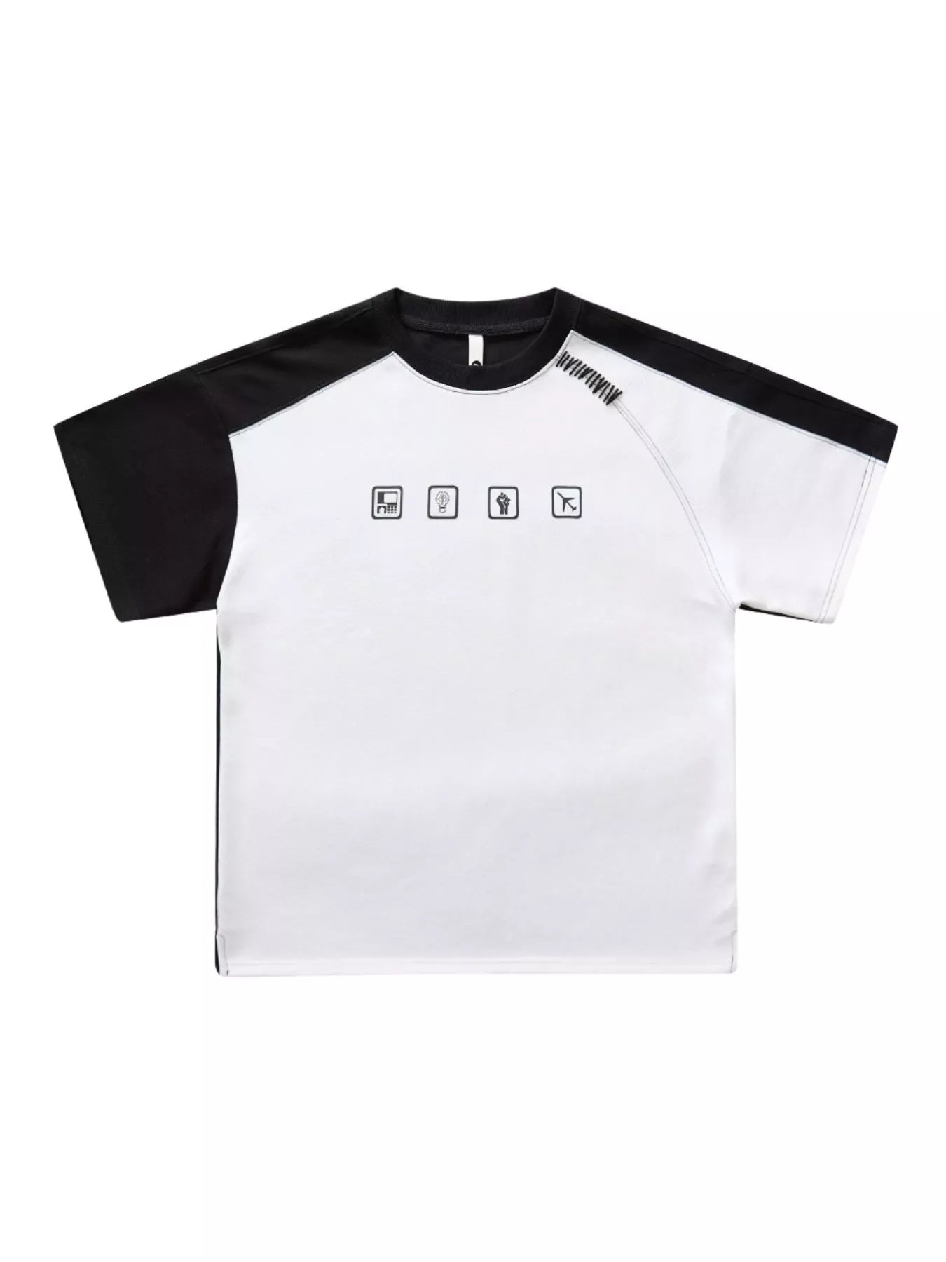 Contrast Sleeve Casual T-Shirt Plus Size in Ivory for Men