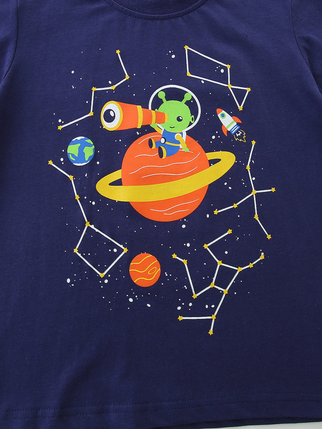 Space Adventure Graphic Tee in Dark Navy for Boys