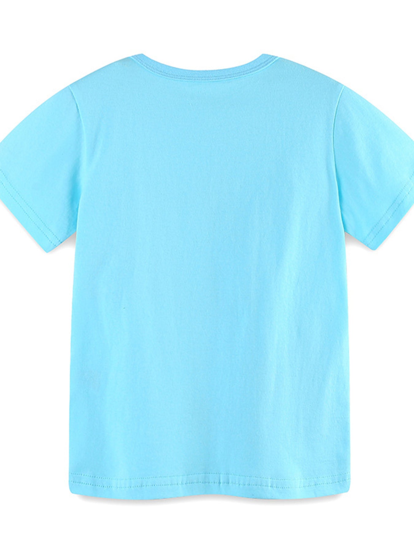Excavator Print Short Sleeve T-Shirt in Pastel Blue for Boys