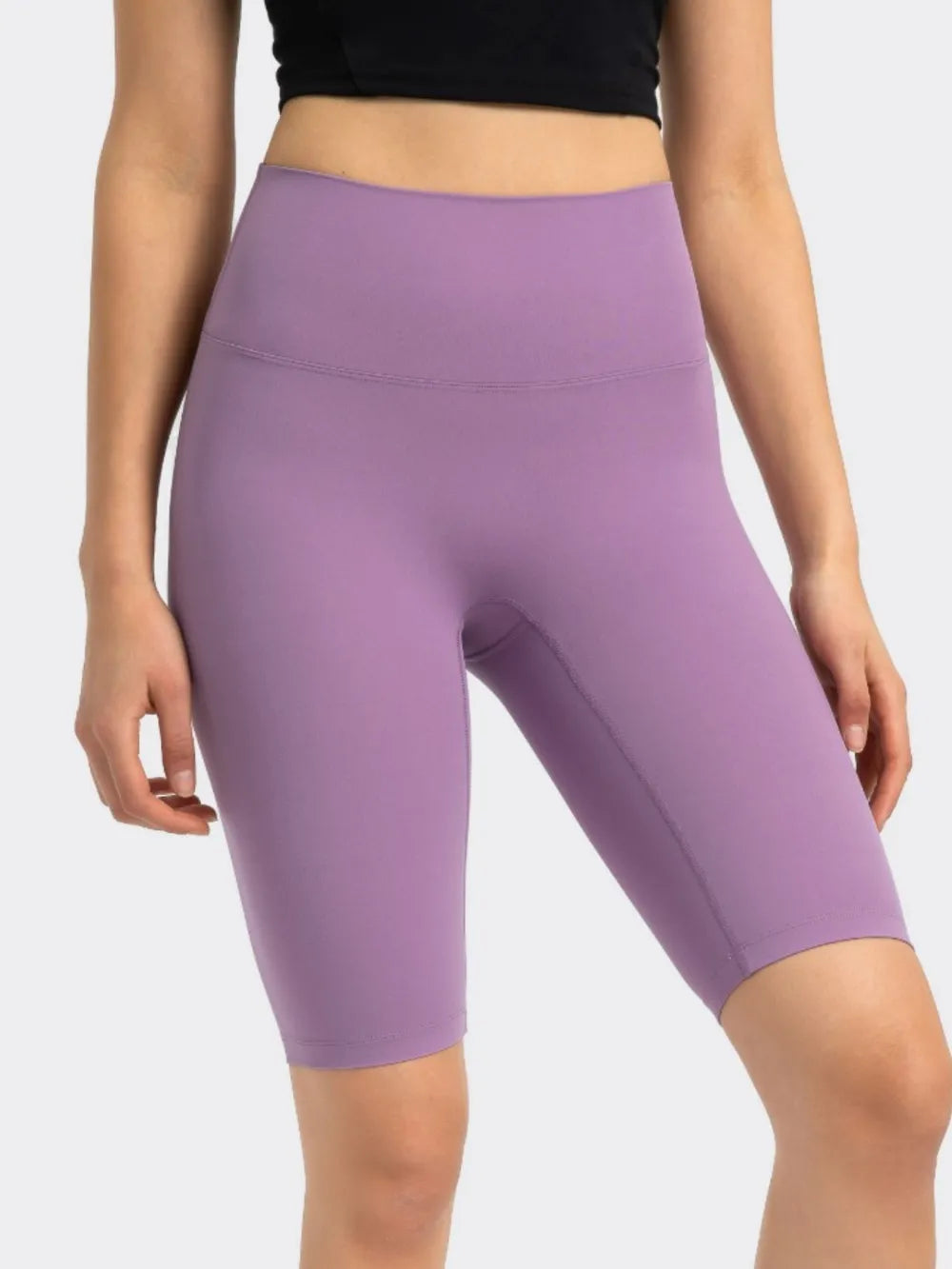 High Rise Wide Waistband Active Shorts in Dark Brown in Vintage Green for Women