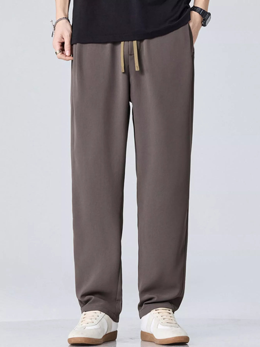 Wide Leg Pants in Dark Gray in Tan for Men