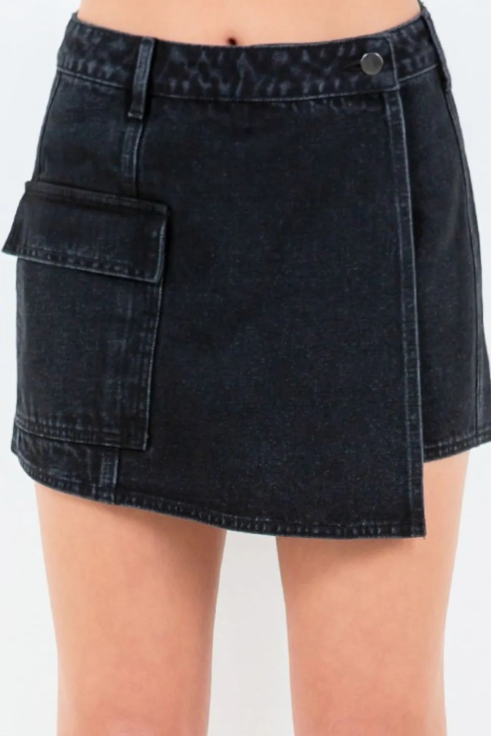 Cargo Pocket Mini Skort in Black for Women