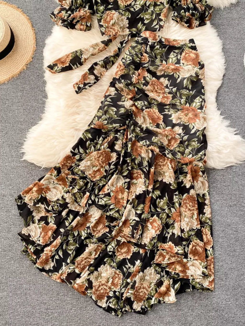 Floral Print Crop Top and Skirt Set in Pink for Women