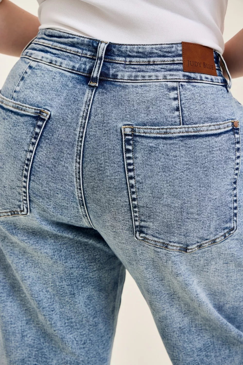High Waist Marlow Arc Leg Jeans with Double Waistband Plus Size in Light for Women