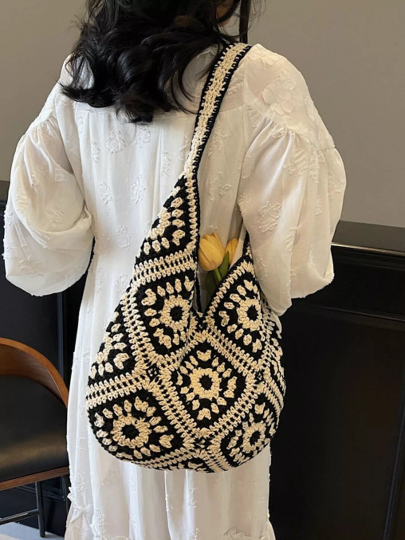 Crochet Hobo Shoulder Bag for Women