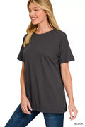 Cotton Boyfriend Round Neck Tee in Black for Women