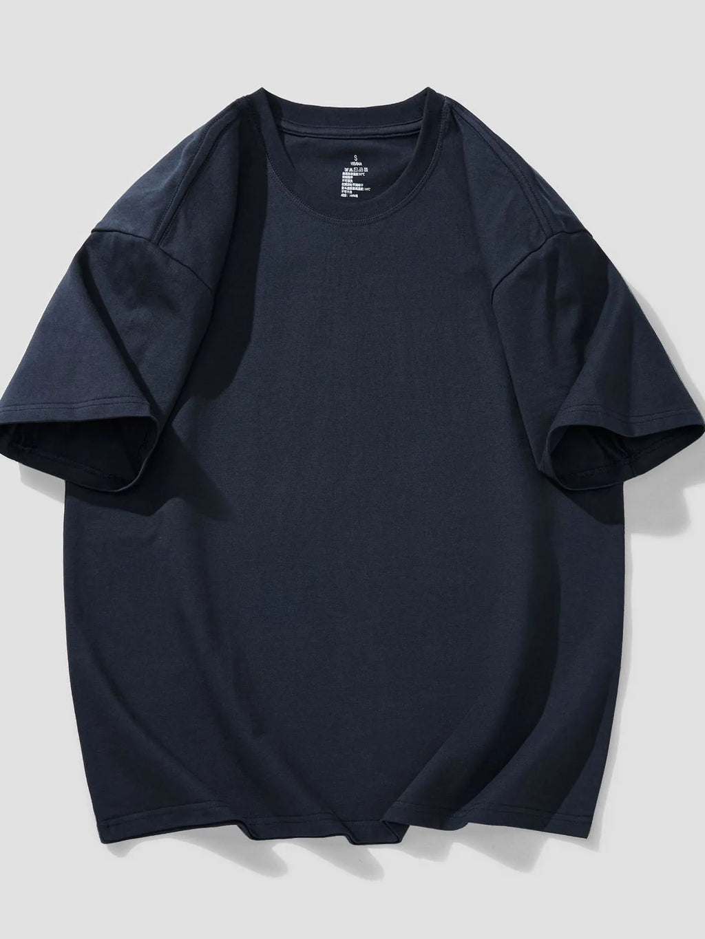 Round Neck Short Sleeve T-Shirt Plus Size in Black for Men