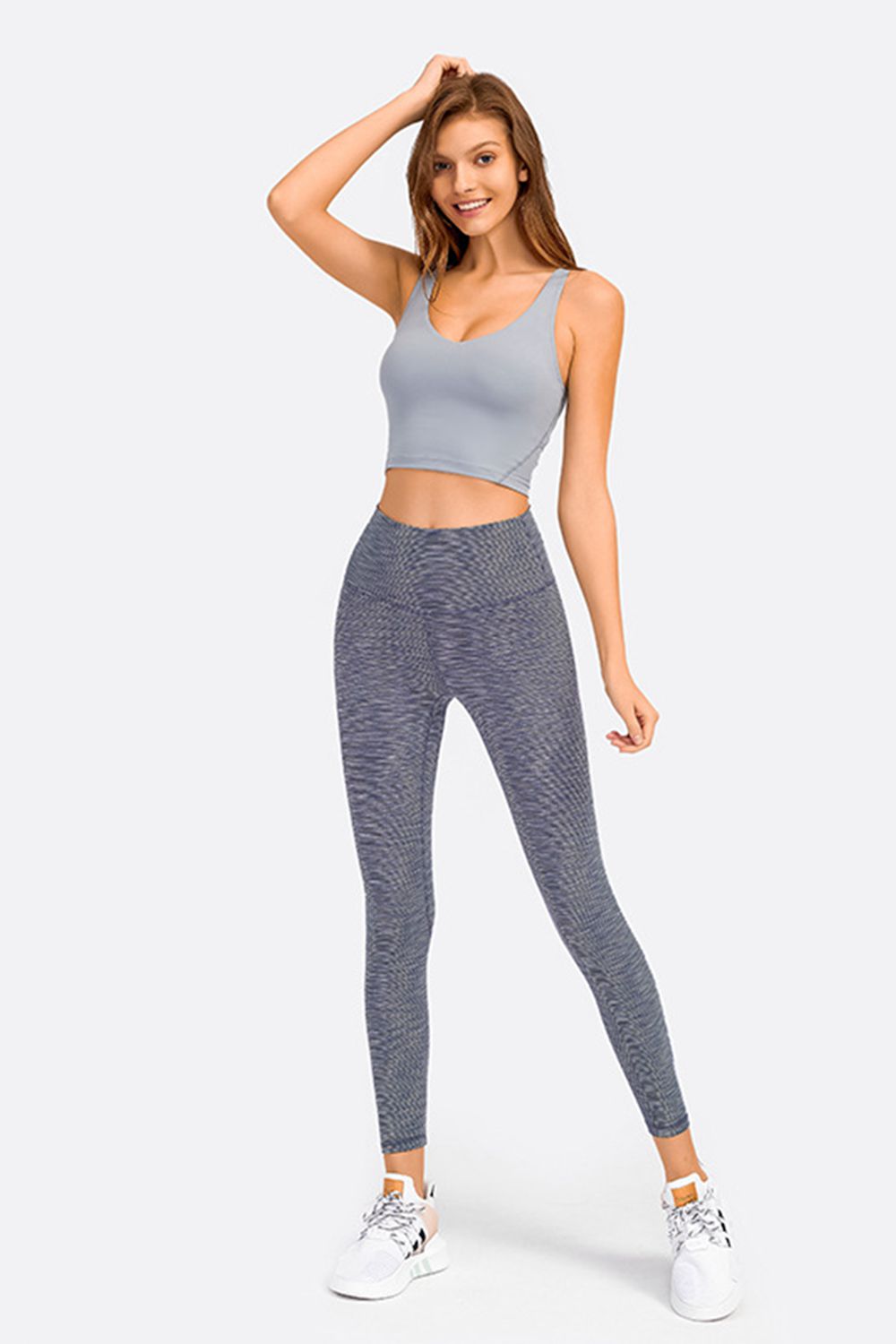 Deep V-Neck Crop Sports Bra in Sherbet for Women