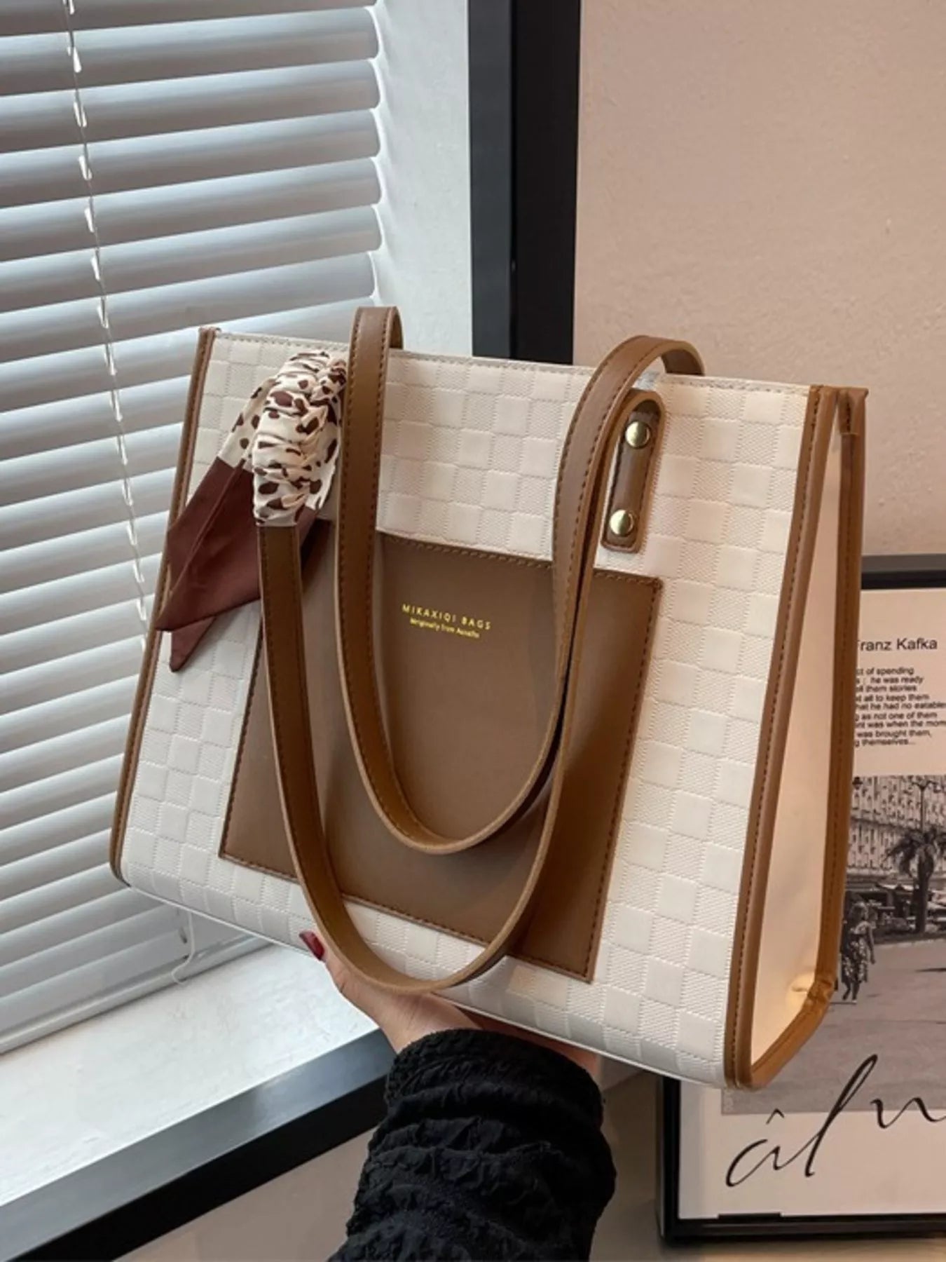 Color Block Shoulder Bag in White for Women