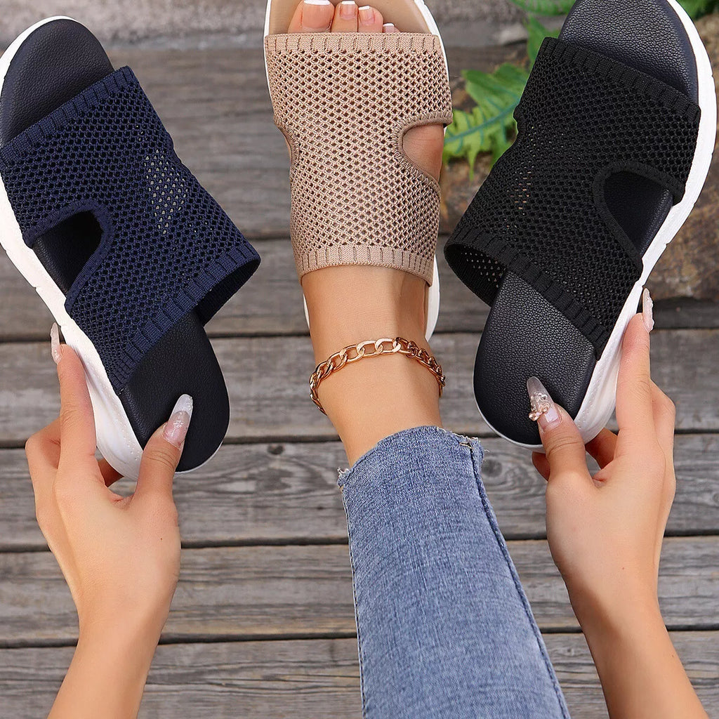 Breathable Mesh Open Toe Sandals in Dark Blue for Women