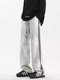 Plus Size Drawstring Loose Fit Pants in Gray for Men