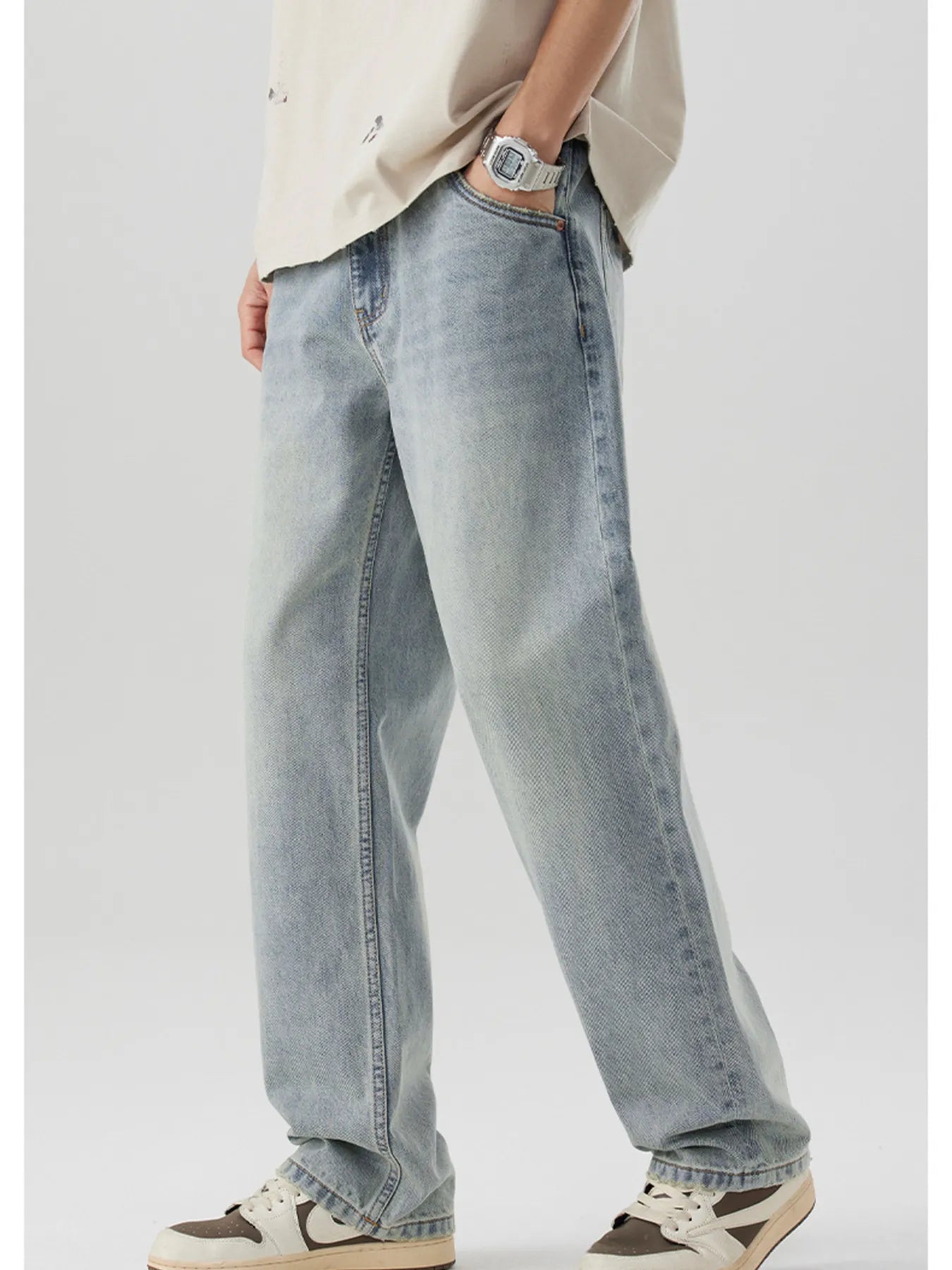 Wash Wide Leg Jeans in Nostalgic Orchid for Men