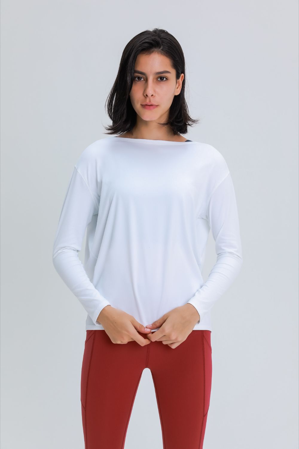 Loose Fit Active Top in White for Women