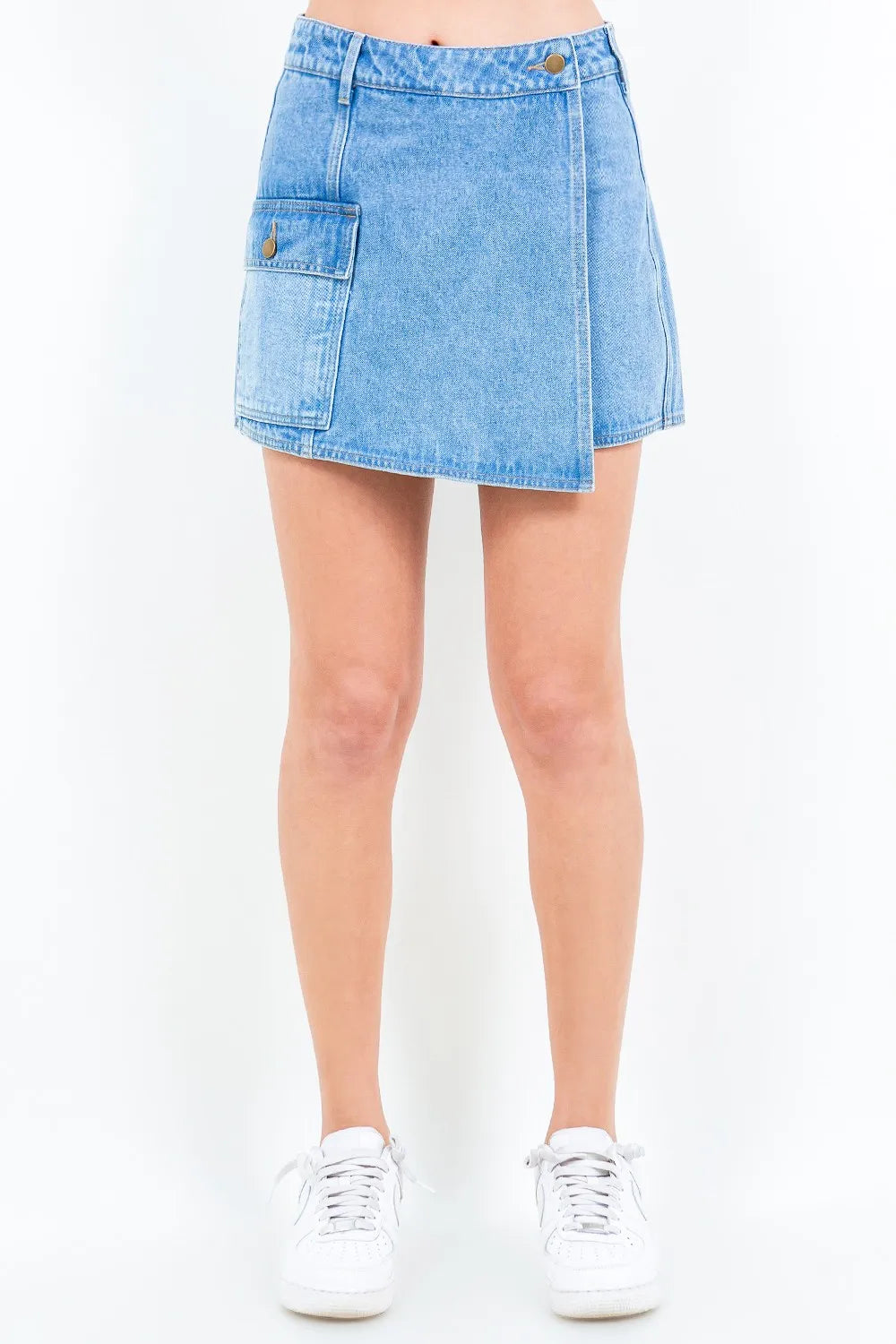 Cargo Pocket Denim Skort in Blue for Women