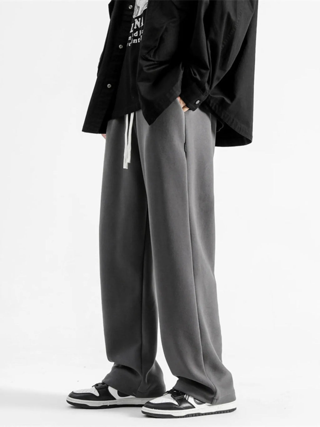 Casual Loose Fit Sweatpants Plus Size in Light Gray for Men