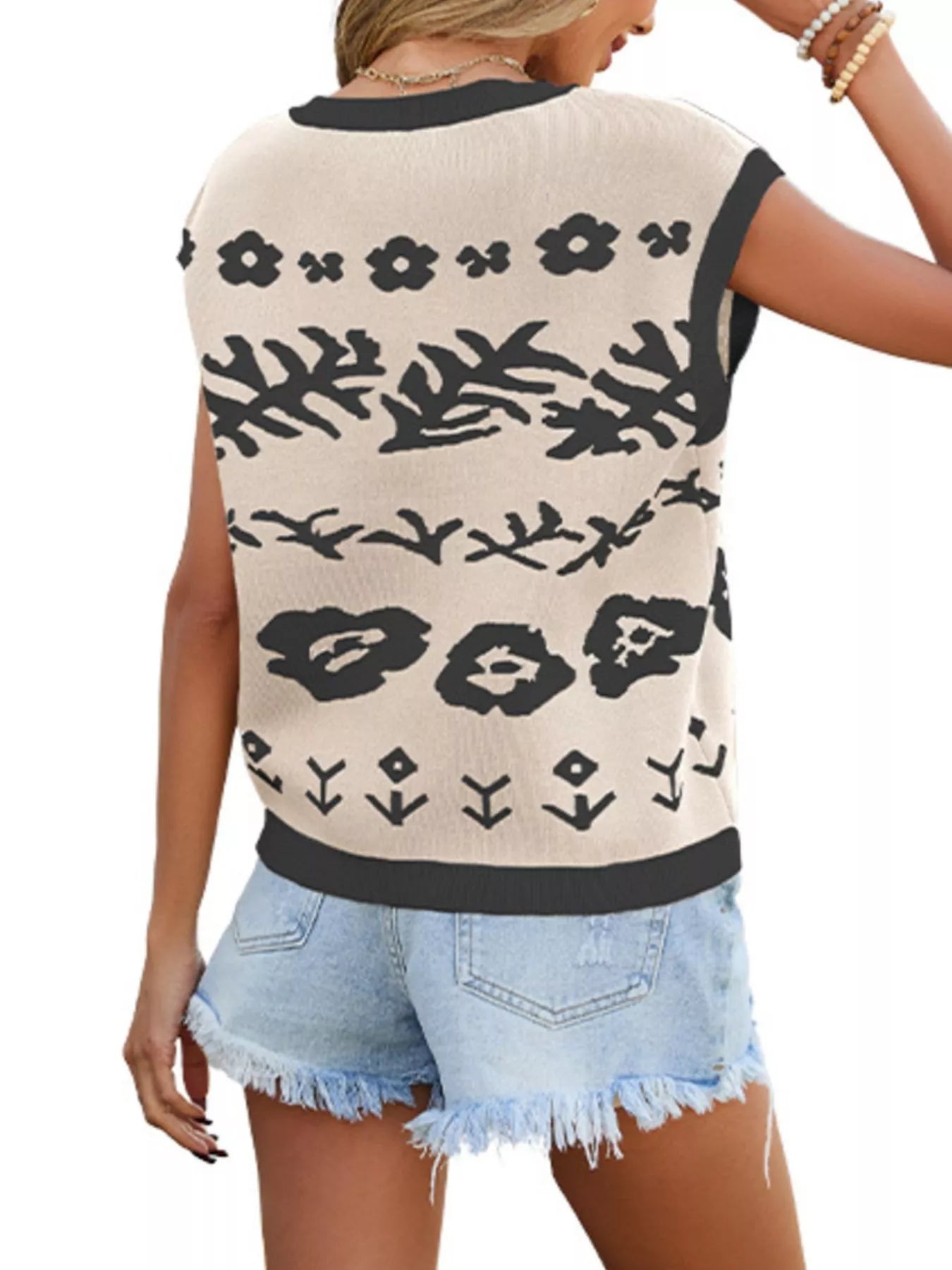 Round Neck Cap Sleeve Knit Top in Khaki for Women
