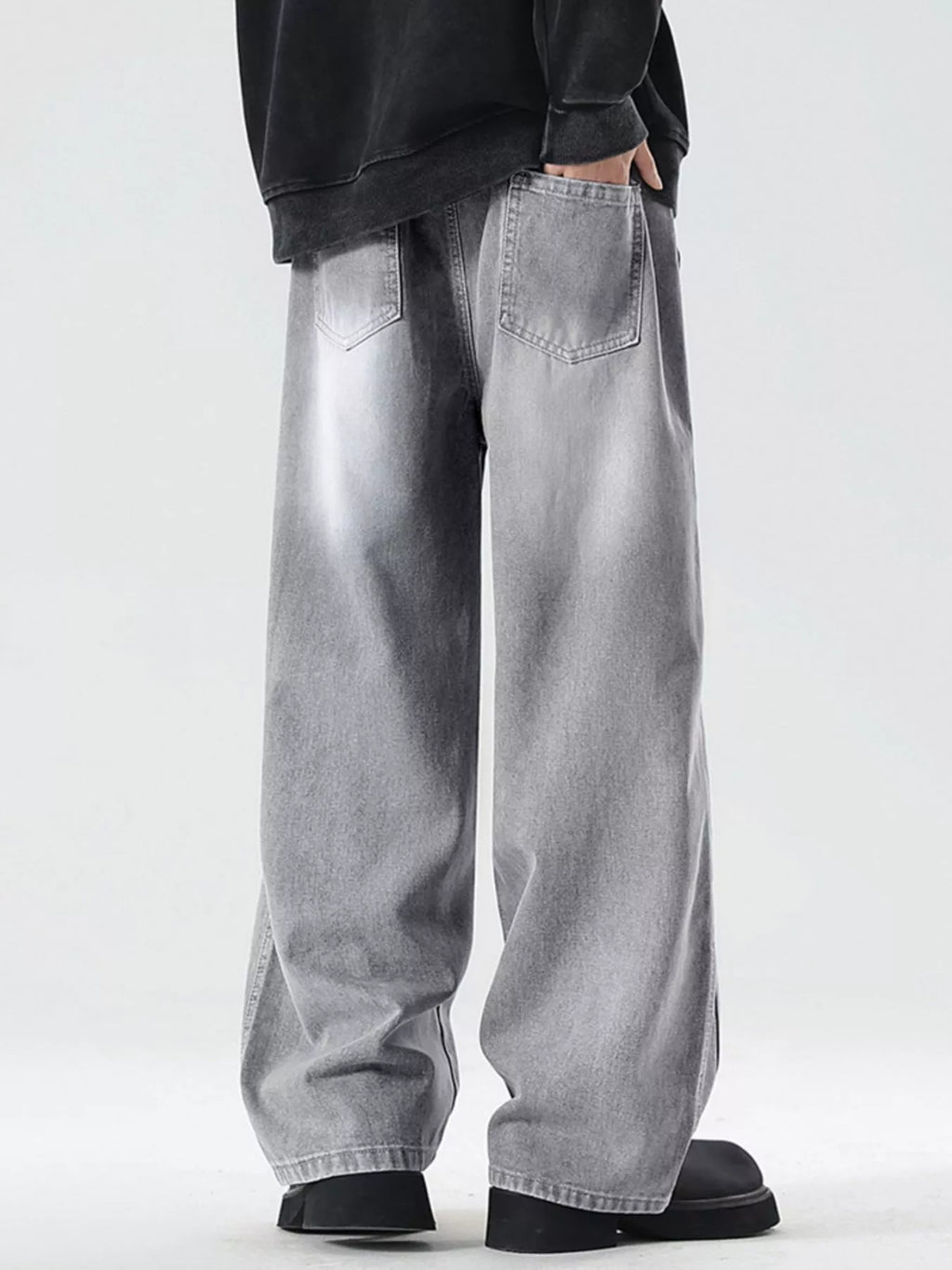 Wash Wide Leg Jeans Plus Size in Classic in Vintage Blue for Men