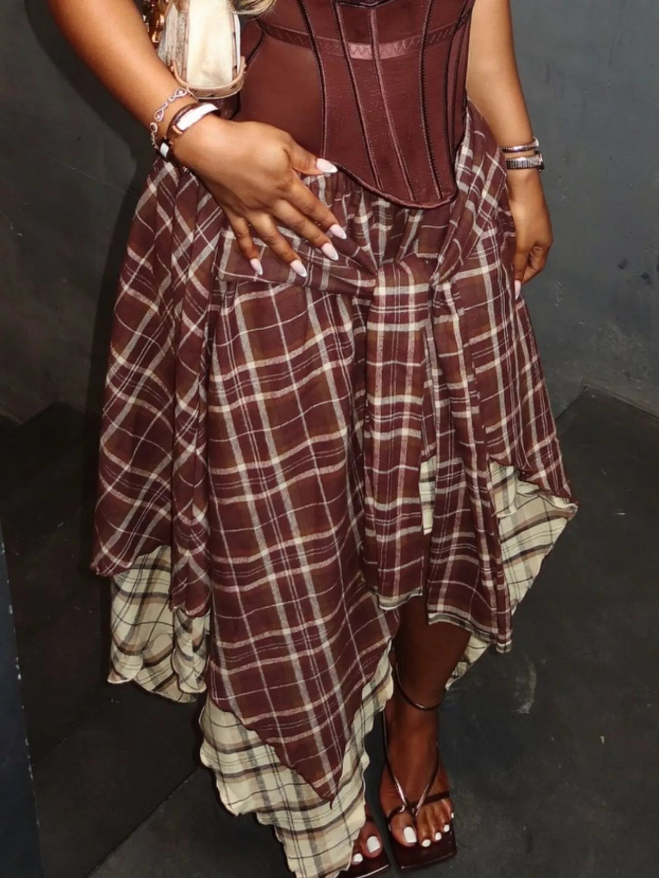 Asymmetrical Plaid Skirt in Plaid for Women