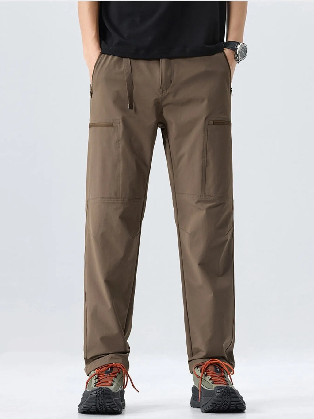 Multi-Pocket Cargo Utility Pants Plus Size in Black for Men