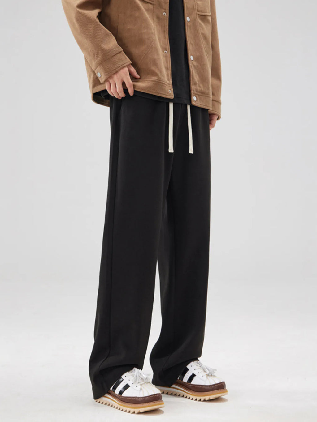 Relaxed Fit Drawstring Pants Plus Size in Apricot for Men