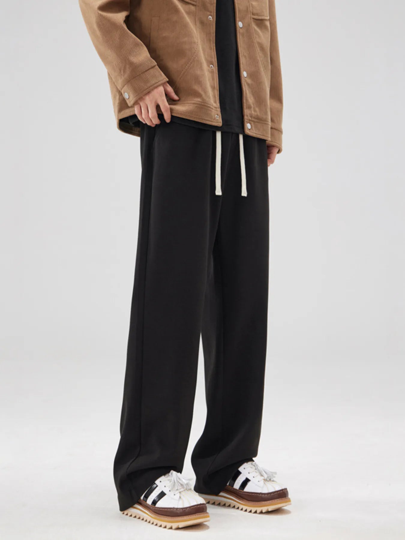 Relaxed Fit Drawstring Pants Plus Size in Apricot for Men