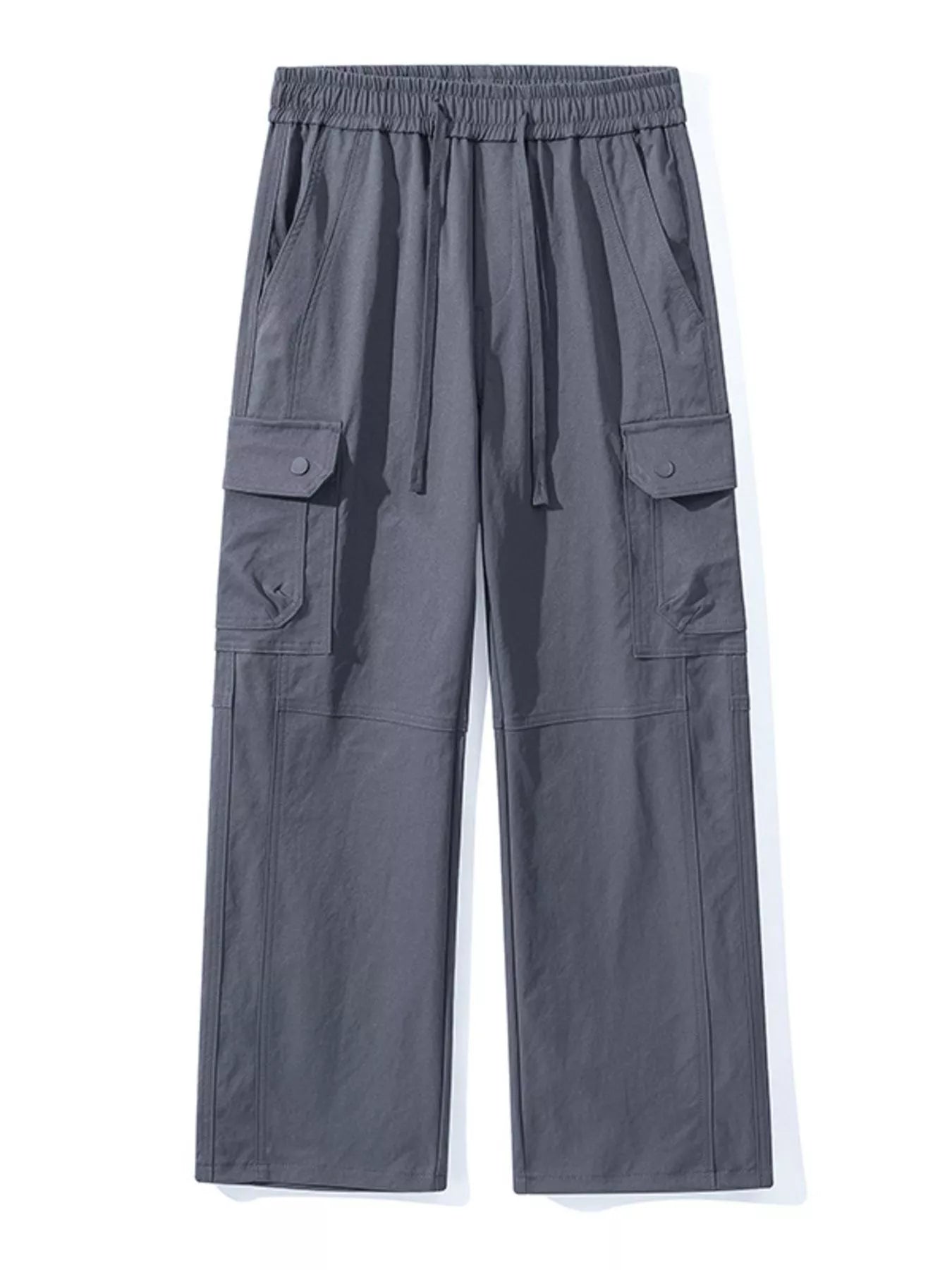 Drawstring Cargo Wide Leg Pants Plus Size in Modern Gray for Men