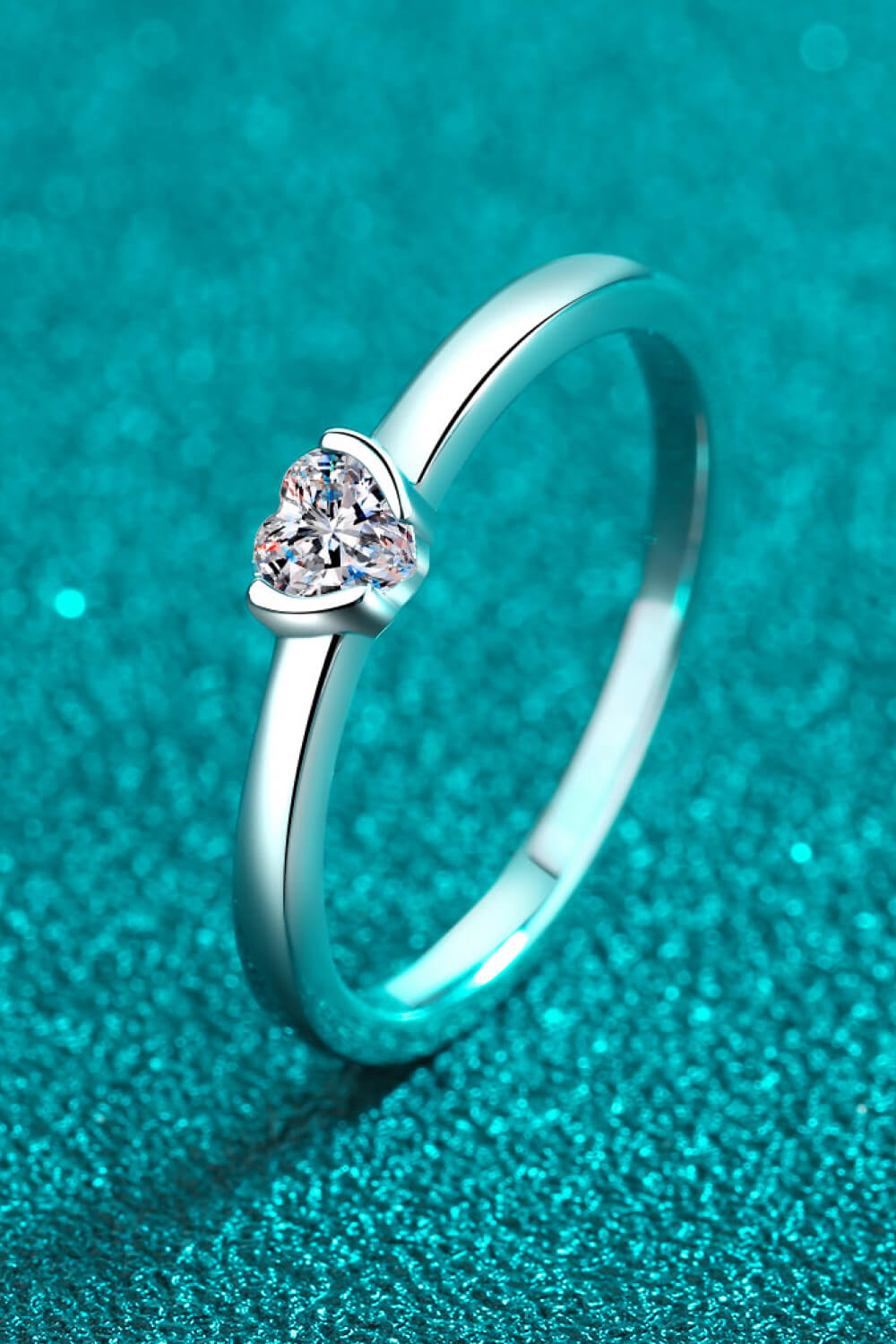 Heart-Shaped Moissanite Solitaire Ring in Silver for Women