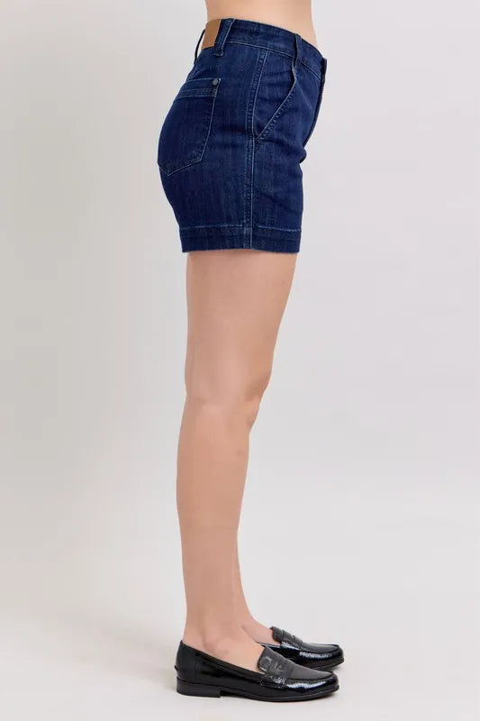 High Waist Denim Shorts Plus Size in Dark for Women