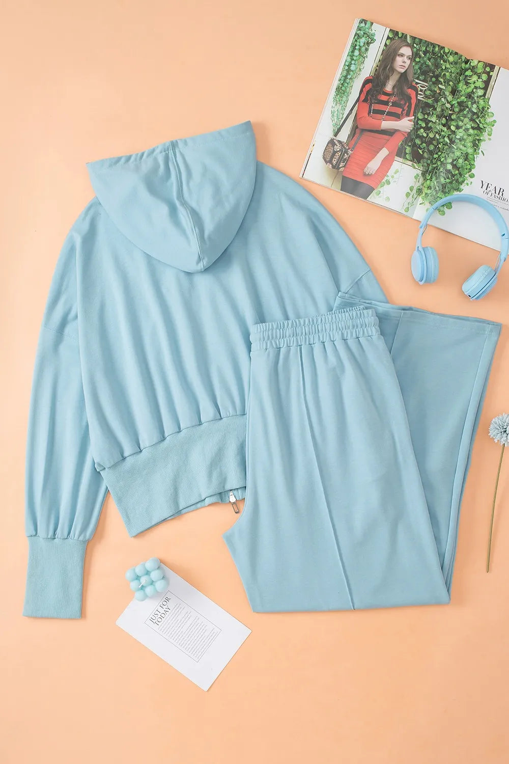 Zip-Up Hoodie and Pants Active Set for Women